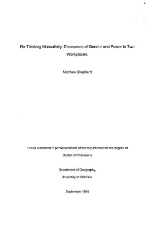 Re-Thinking Masculinity: Discourses of Gender and Power in Two Workplaces