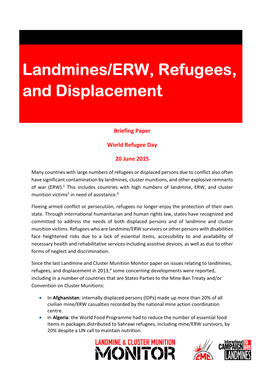 Landmines/ERW, Refugees, and Displacement
