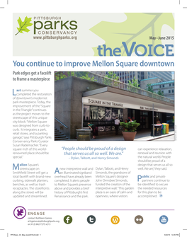May–June 2015 You Continue to Improve Mellon Square Downtown