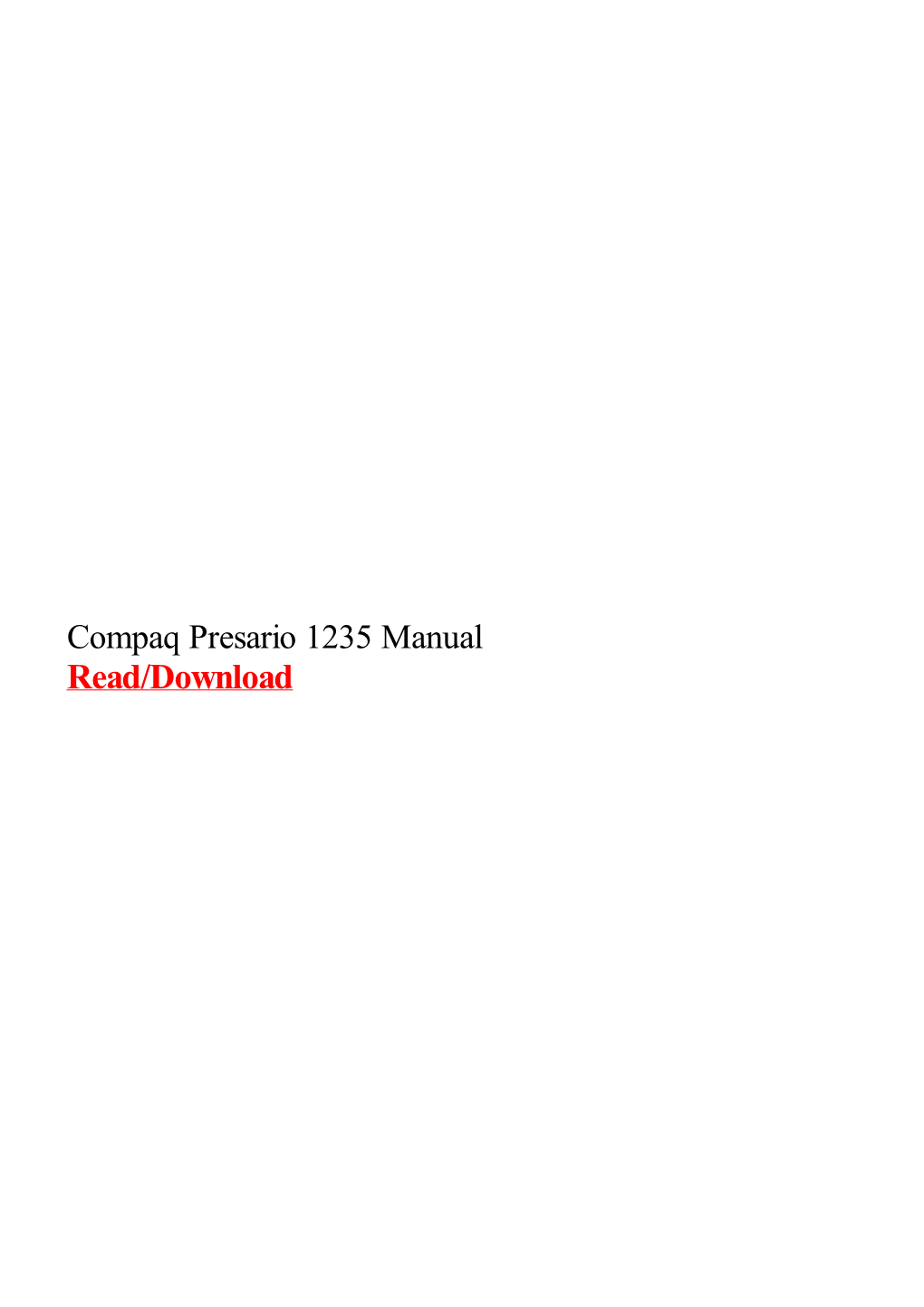 Compaq Presario 1235 Manual