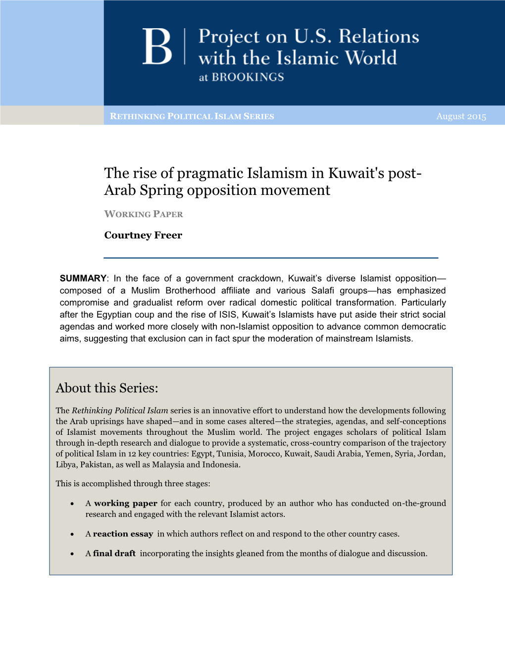 Kuwait's Post- Arab Spring Opposition Movement