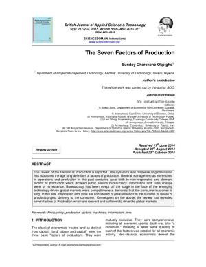 The Seven Factors of Production