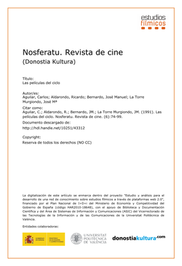 Nosferatu. Revista De Cine (Donostia Kultura)