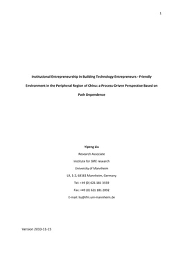 Institutional Entrepreneurship in Building Technology Entrepreneurs - Friendly