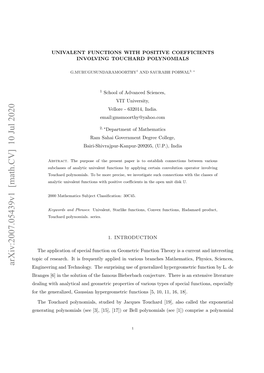 Univalent Functions with Positive Coefficients Involving Touchard