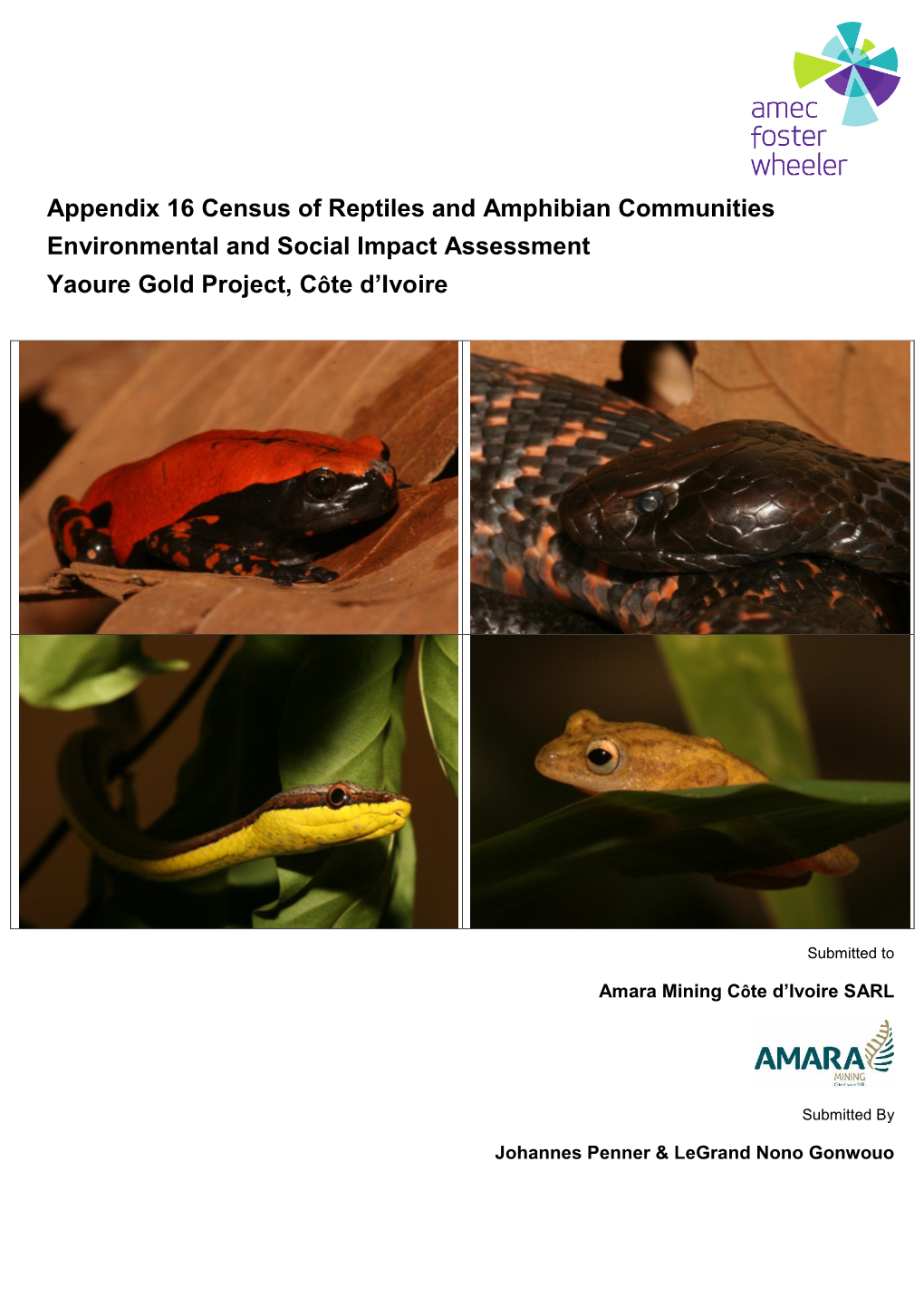 Appendix 16 Census of Reptiles and Amphibian Communities