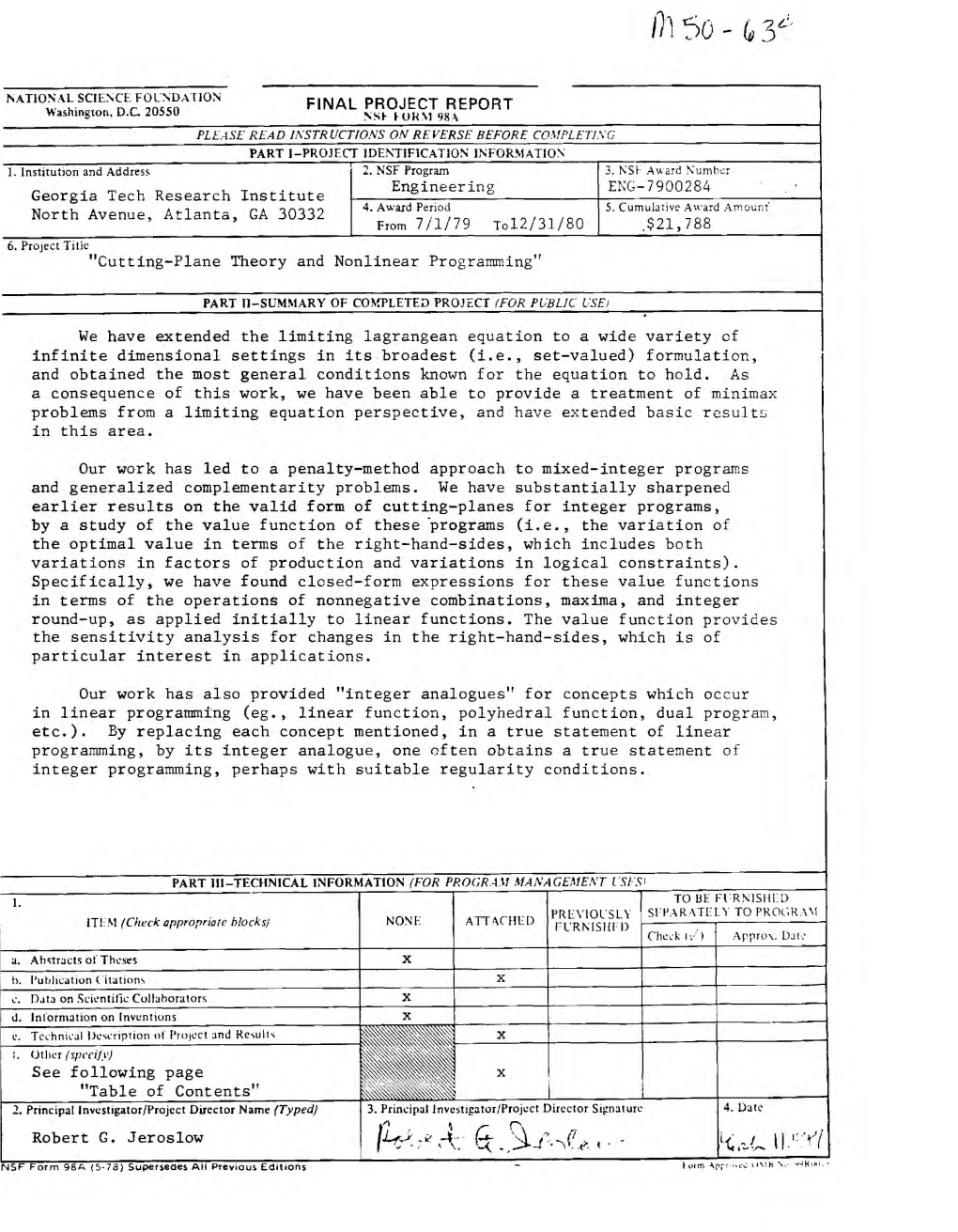 FINAL PROJECT REPORT Georgia Tech Research