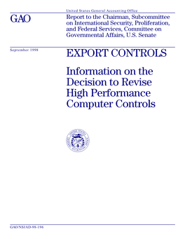 Information on the Decision to Revise High Performance Computer Controls