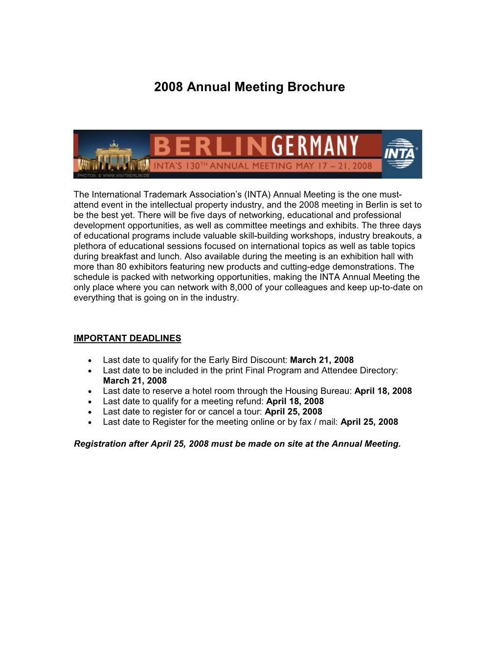 2008 Annual Meeting Brochure
