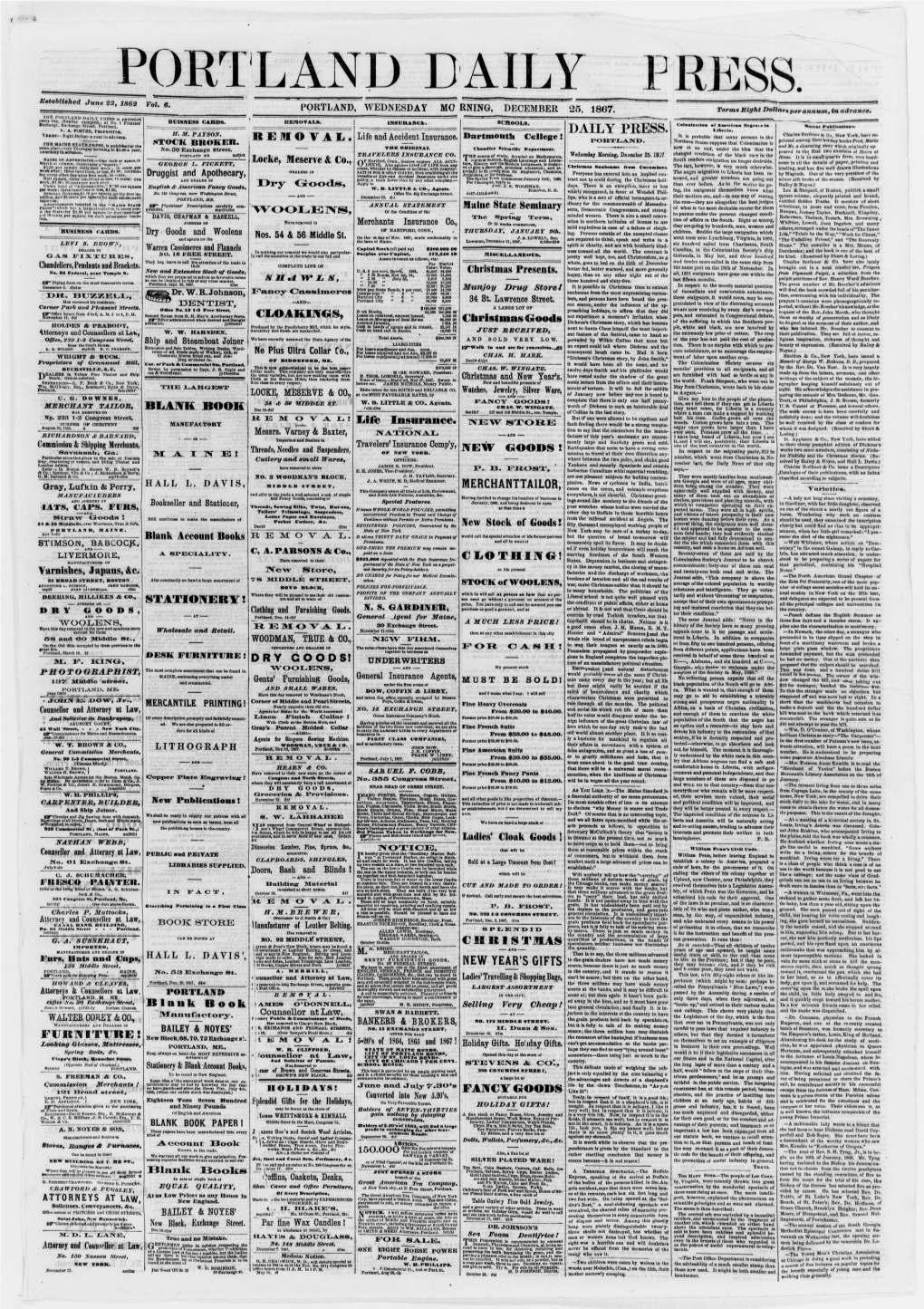 Portland Daily Press: December 25,1867