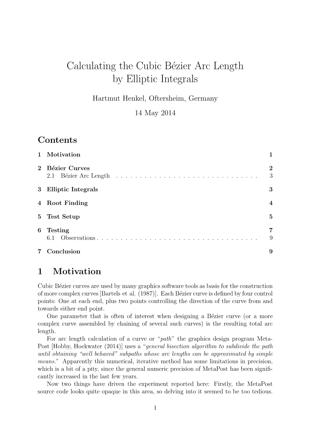 Calculating the Cubic Bézier Arc Length by Elliptic Integrals