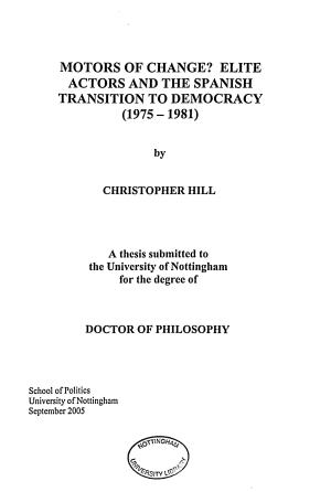 By CHRISTOPHER HILL a Thesis Submitted to the University Of