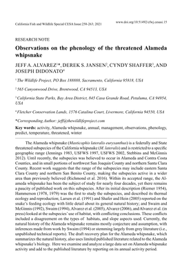 Alameda Whipsnake Phenology 259