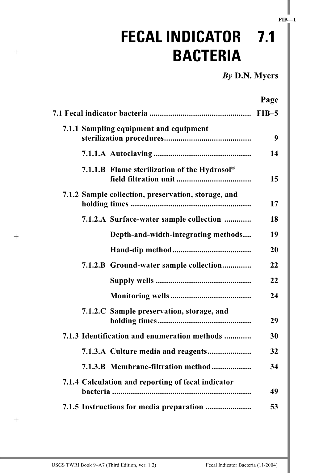 Fecal Indicator 7.1 Bacteria