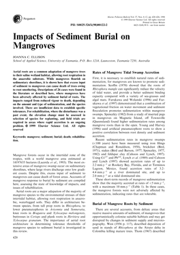Impacts of Sediment Burial on Mangroves