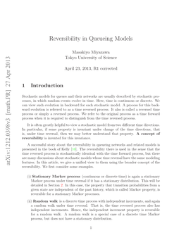 27 Apr 2013 Reversibility in Queueing Models