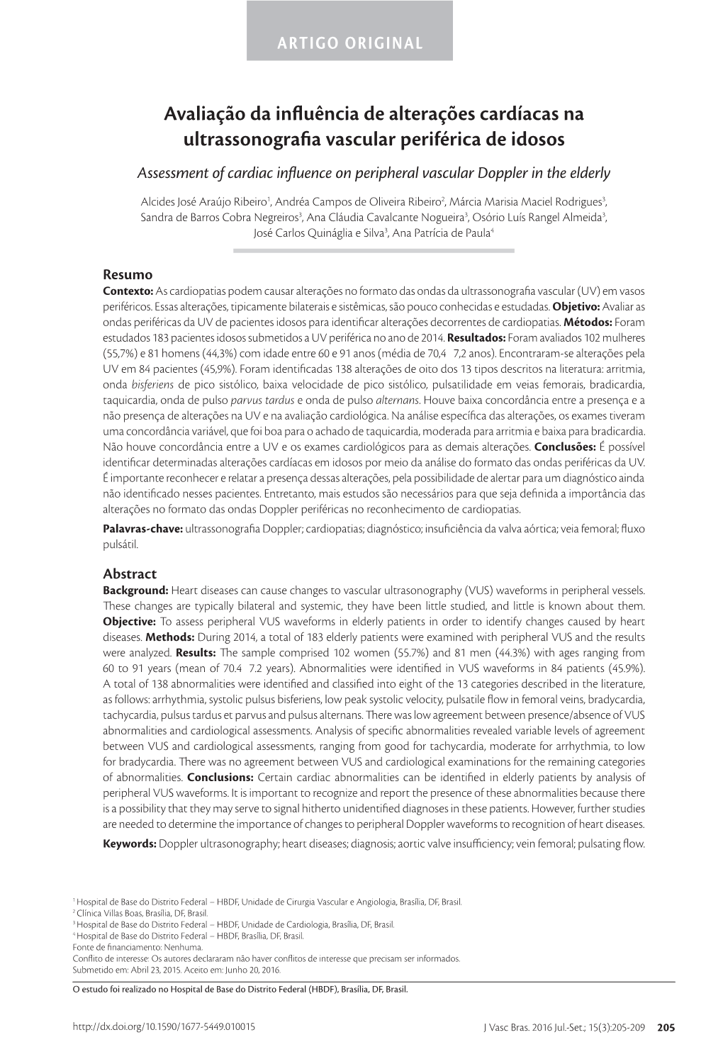 Assessment of Cardiac Influence on Peripheral Vascular Doppler in the Elderly