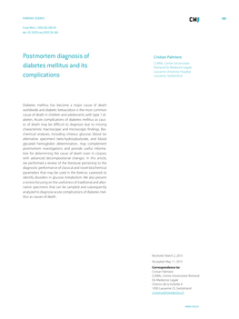 Postmortem Diagnosis of Diabetes Mellitus and Its Complications 183