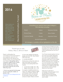 Recital Information Packet 2016 Version 2