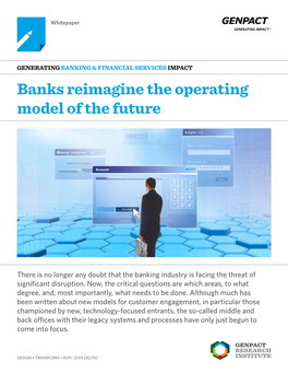 Banks Reimagine the Operating Model of the Future