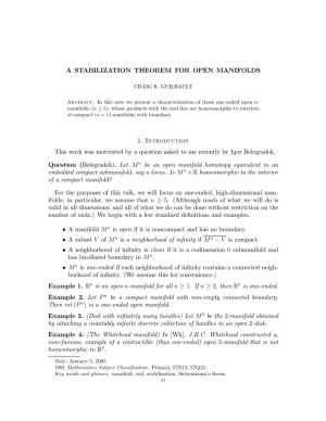A Stabilization Theorem for Open Manifolds