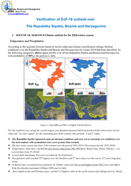 Verification of DJF-18 Outlook Over the Republika Srpska, Bosnia and Herzegovina