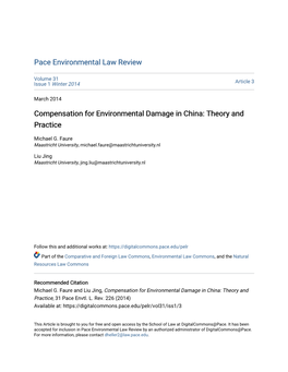 Compensation for Environmental Damage in China: Theory and Practice