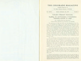 THE COLORADO MAGAZINE Published Quarterly By