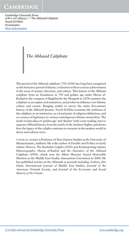 The Abbasid Caliphate Tayeb El-Hibri Frontmatter More Information