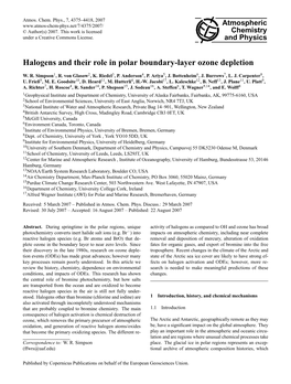 Halogens and Their Role in Polar Boundary-Layer Ozone Depletion