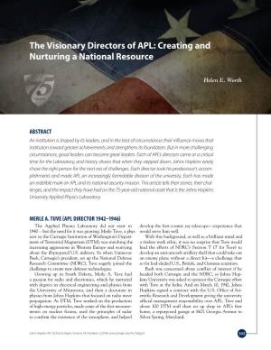 The Visionary Directors of APL: Creating and Nurturing a National Resource