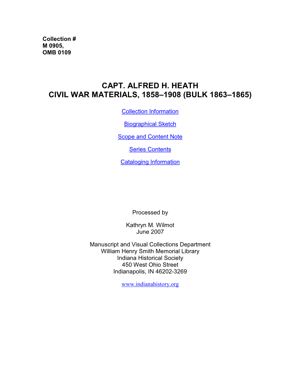Capt. Alfred H. Heath Civil War Materials, 1858–1908 (Bulk 1863–1865)