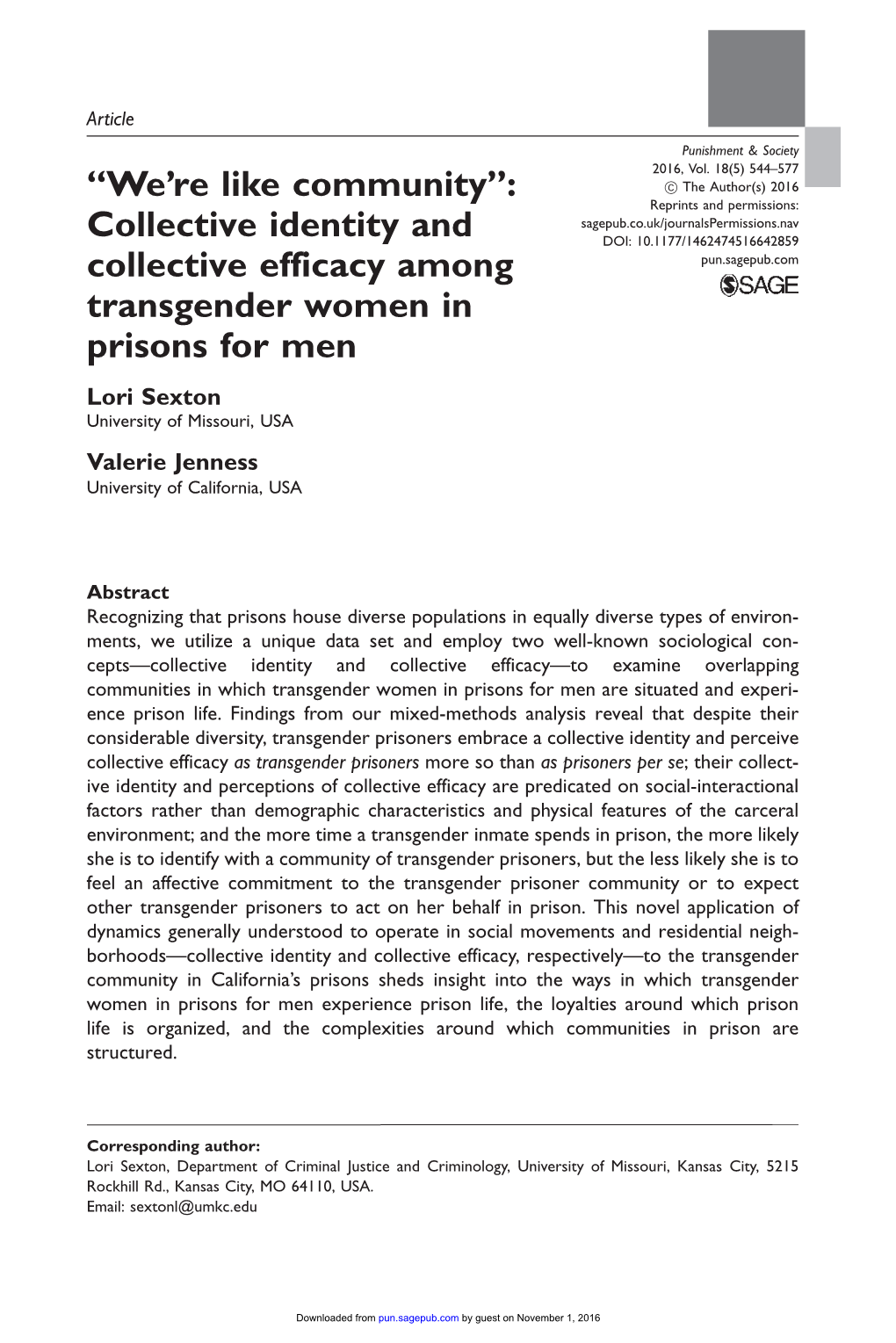 Collective Identity and Collective Efficacy Among