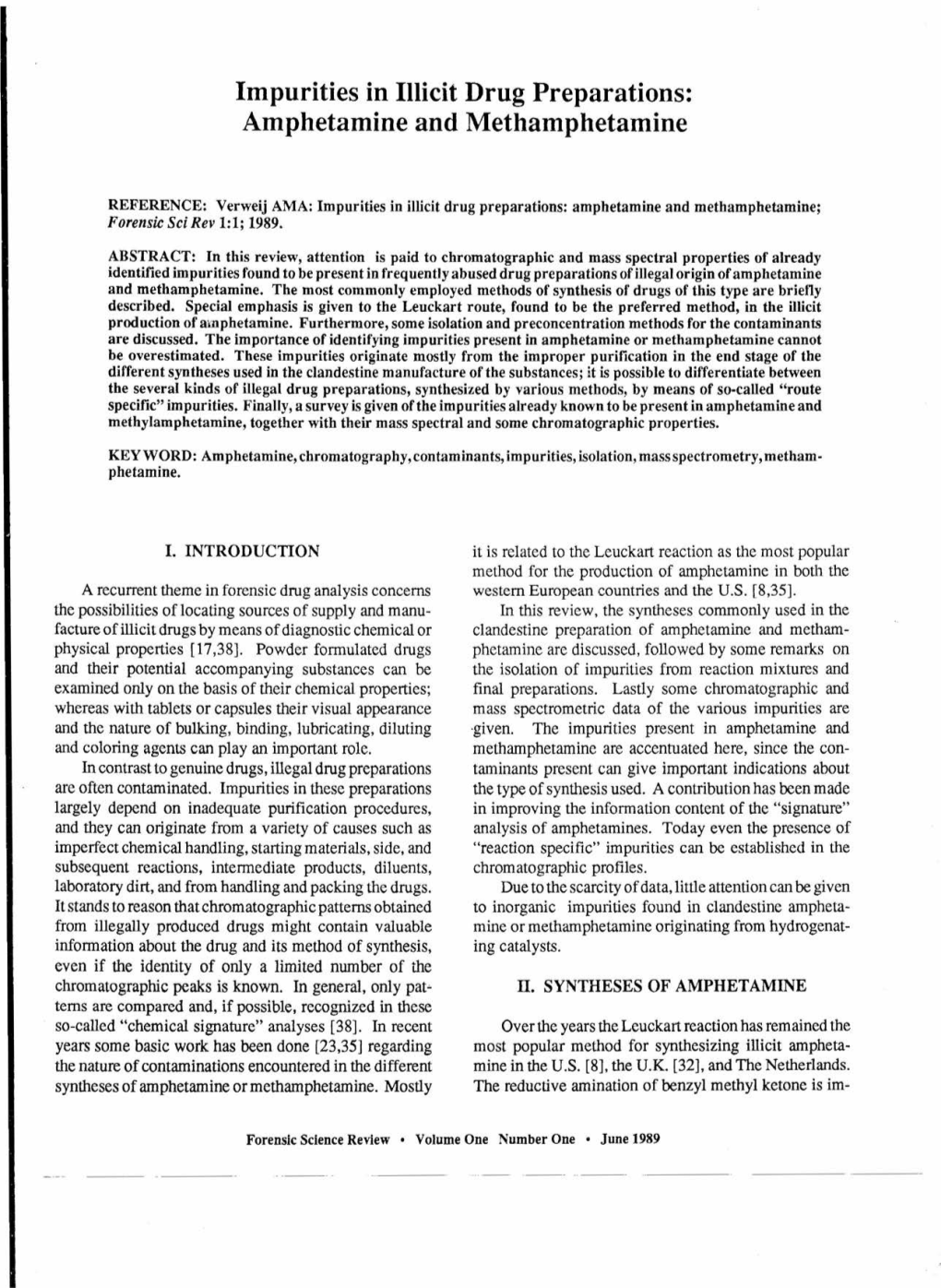 Impurities in Illicit Drug Preparations: Amphetamine and Methamphetamine