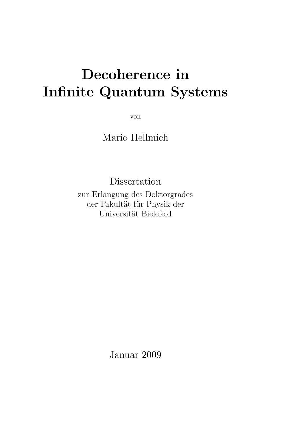 Decoherence in Infinite Quantum Systems