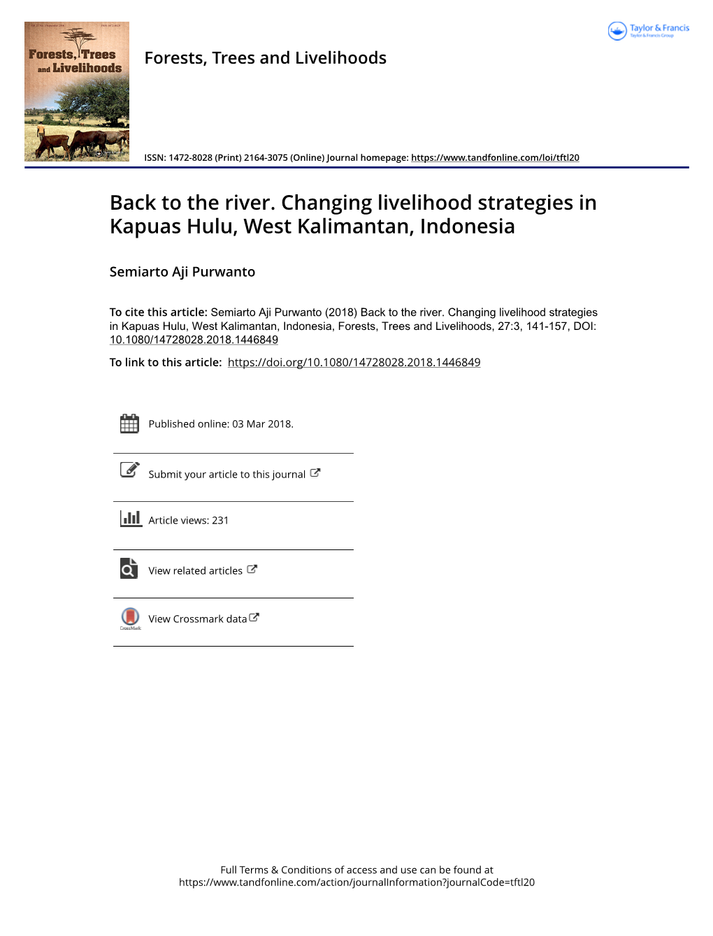 The River. Changing Livelihood Strategies in Kapuas Hulu, West Kalimantan, Indonesia