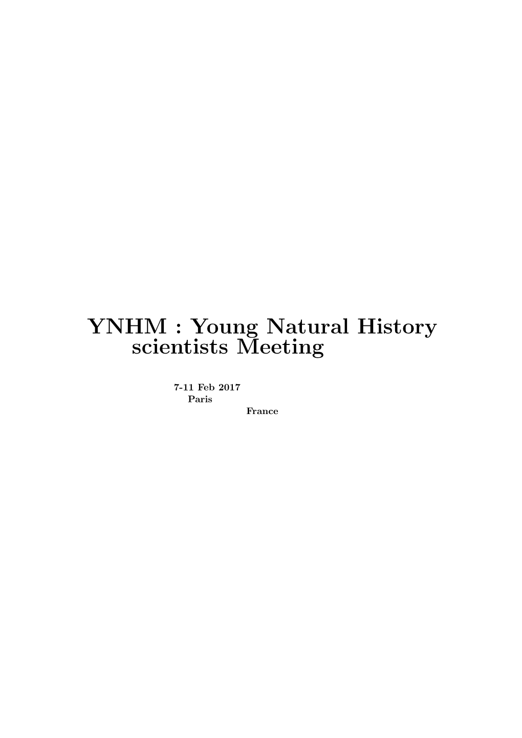 YNHM : Young Natural History Scientists Meeting