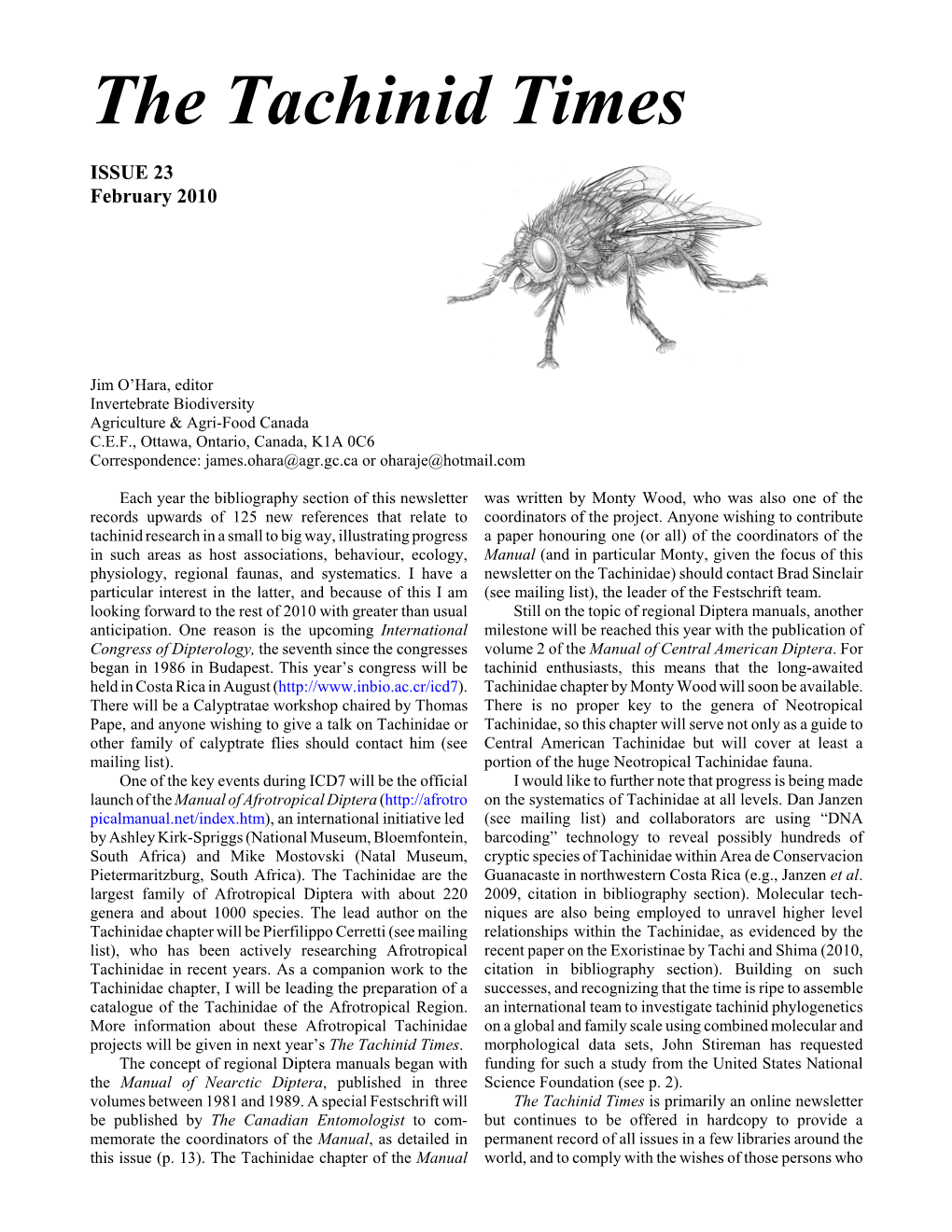 View the PDF File of the Tachinid Times, Issue 23