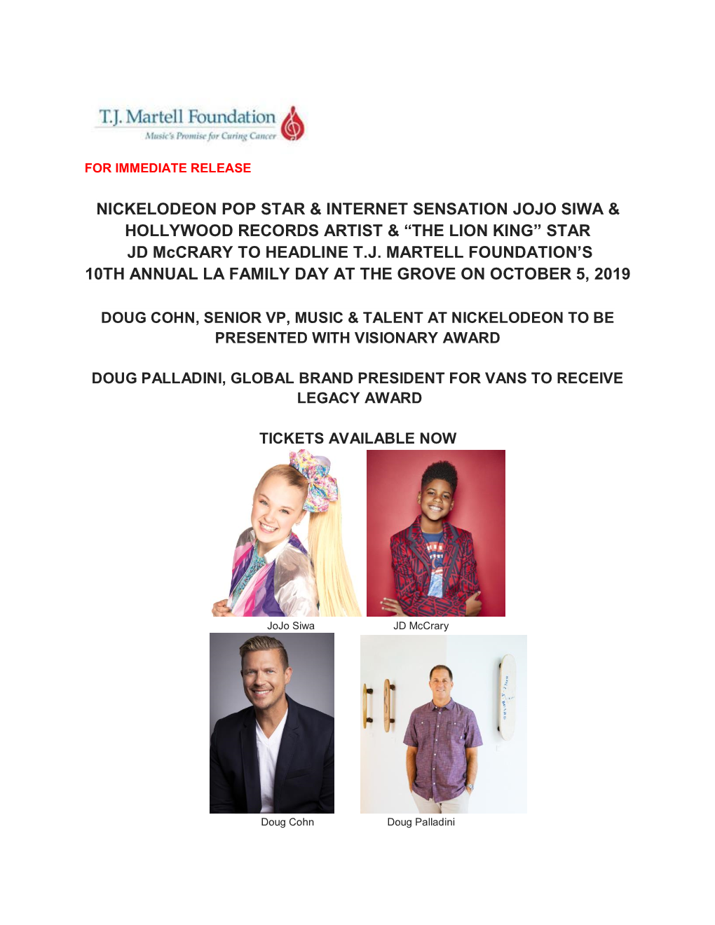 2019 Jojo Siwa and Jd Mccrary to Headline La Family