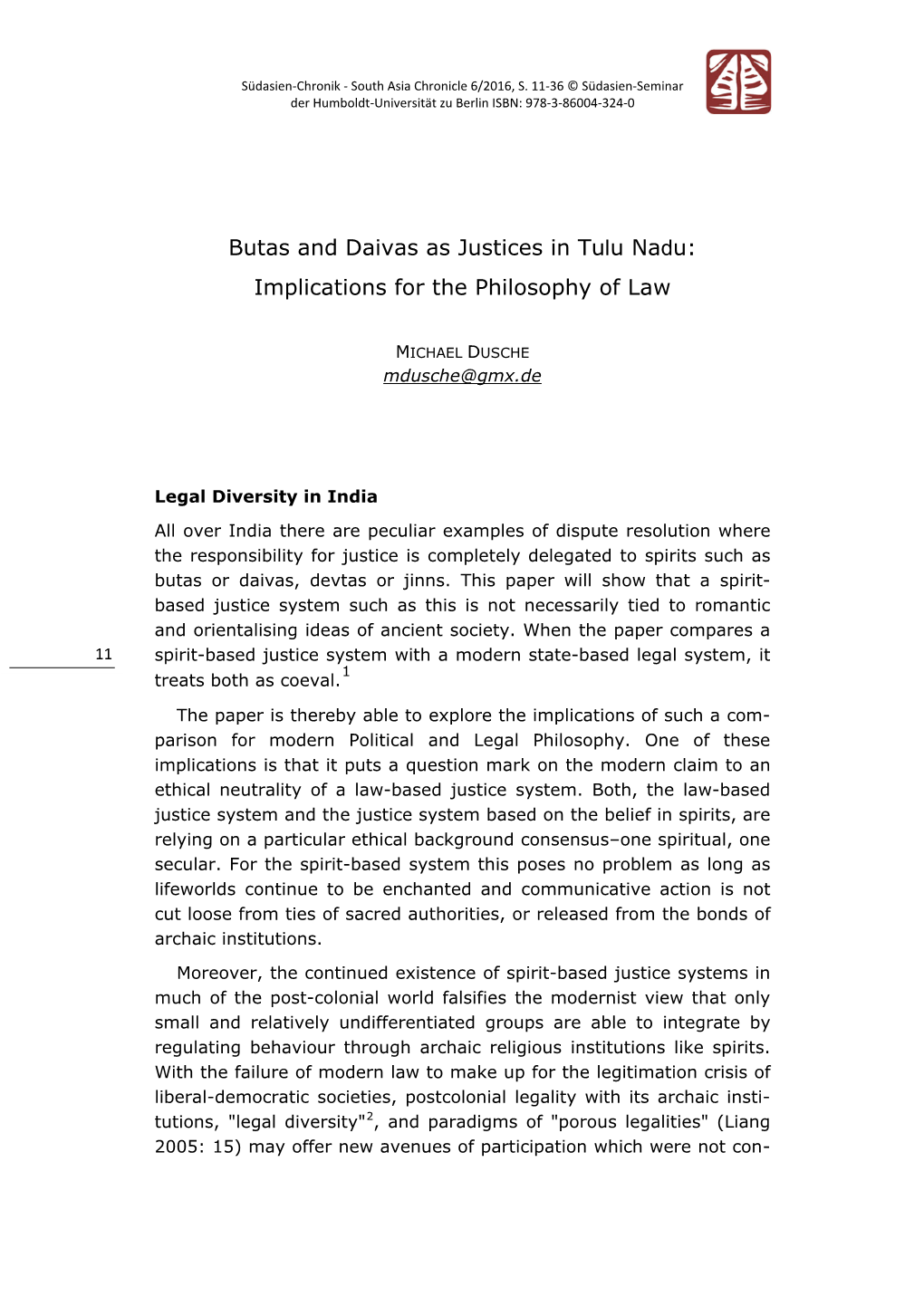 Butas and Daivas As Justices in Tulu Nadu: Implications for the Philosophy of Law