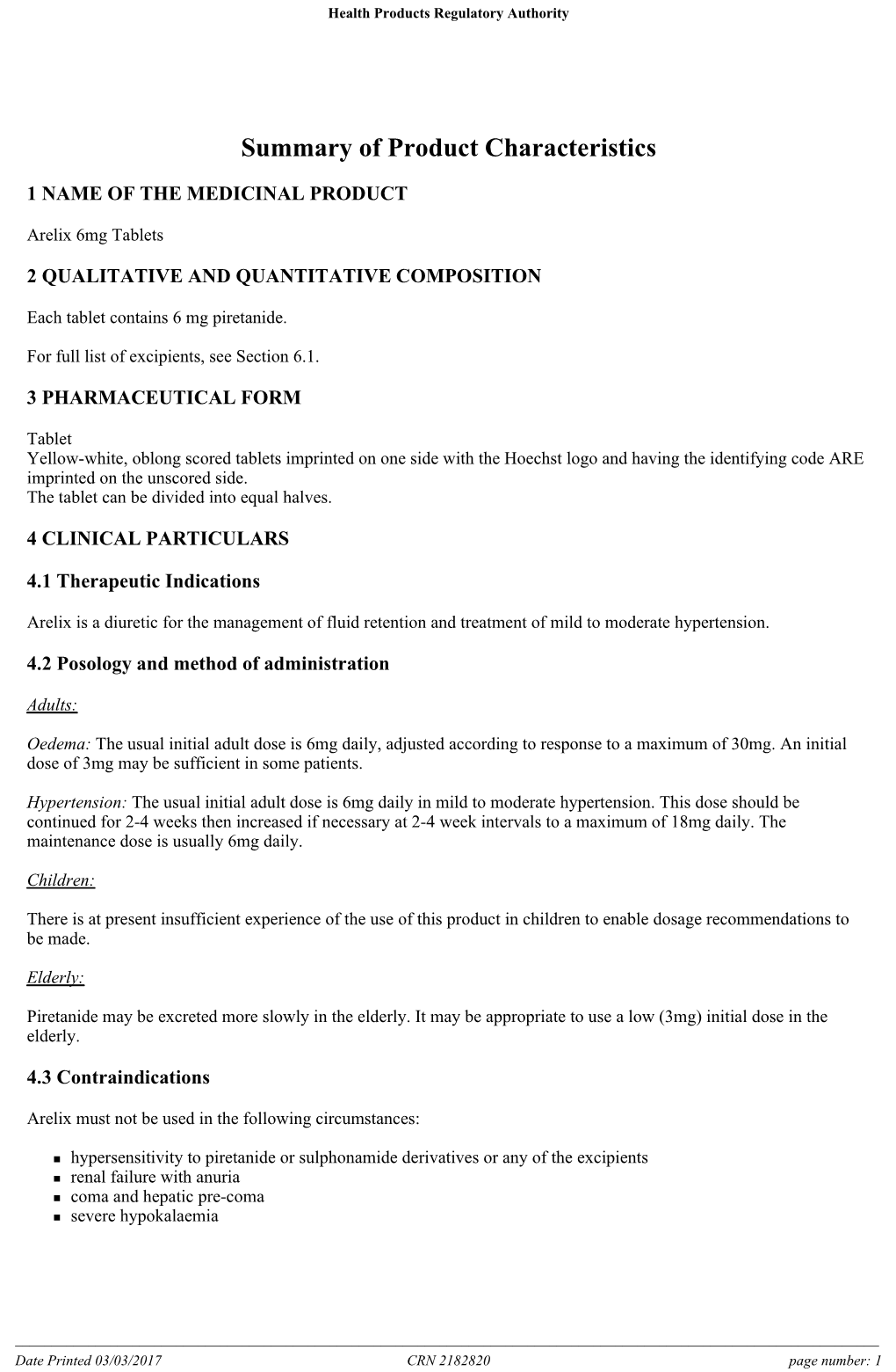 Summary of Product Characteristics