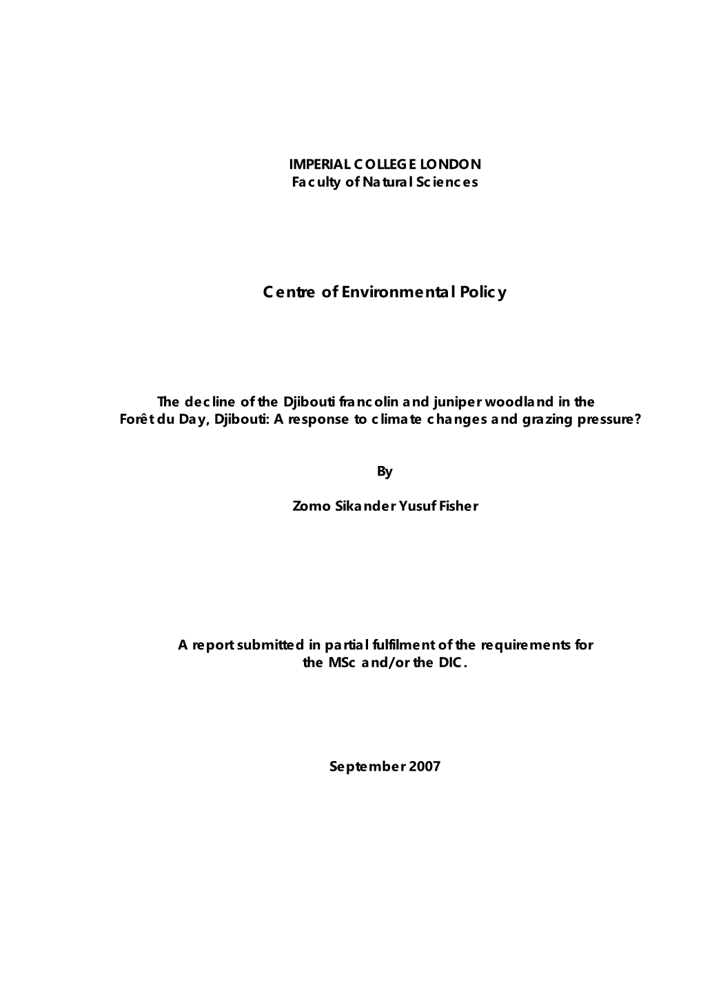 Centre of Environmental Policy