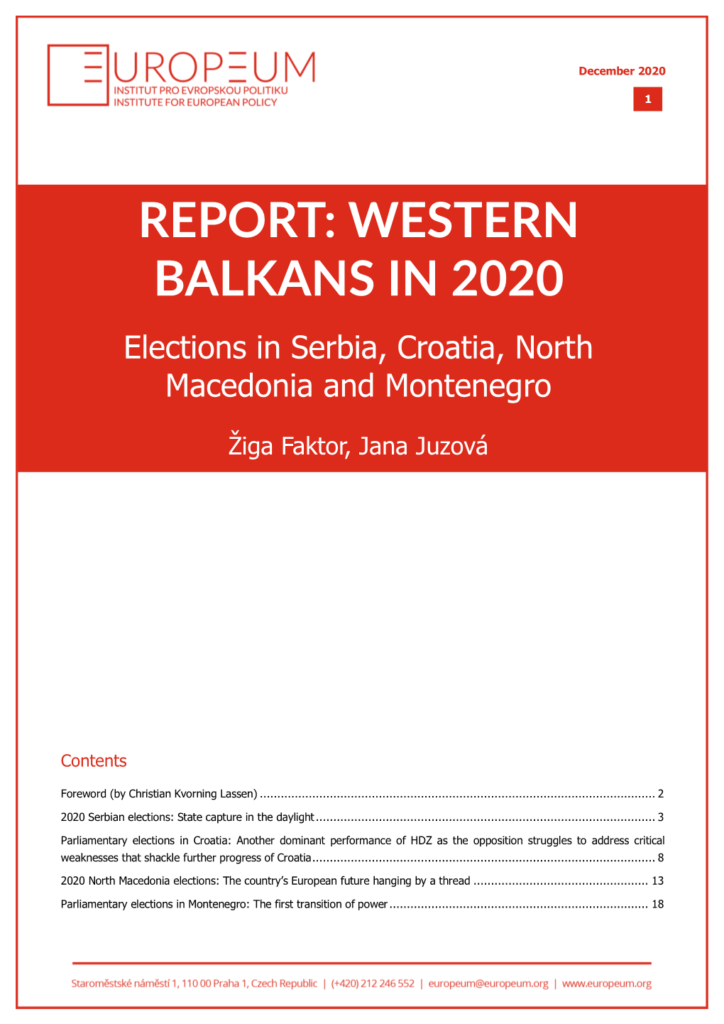 Report: Western Balkans in 2020