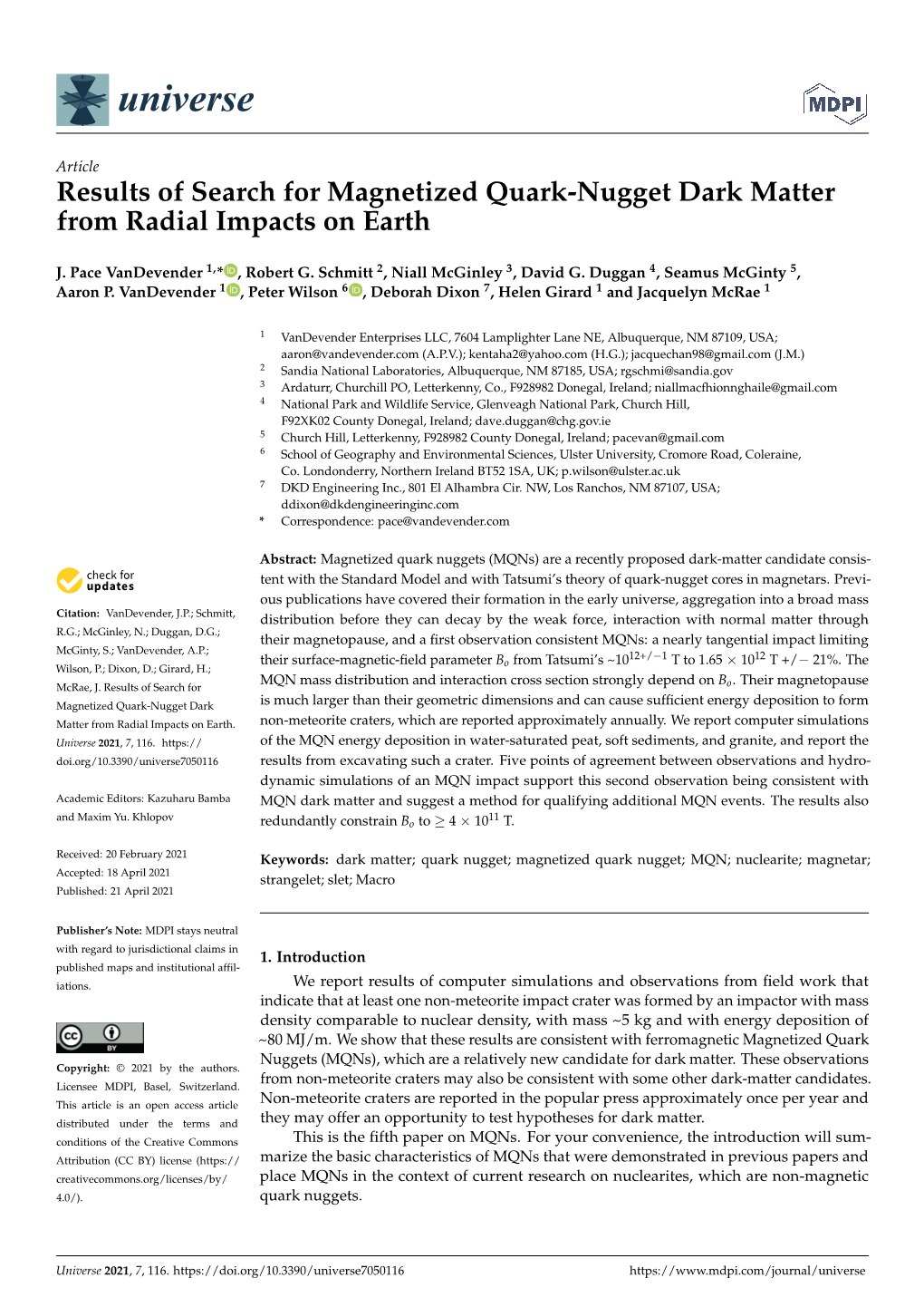 Results of Search for Magnetized Quark-Nugget Dark Matter from Radial Impacts on Earth