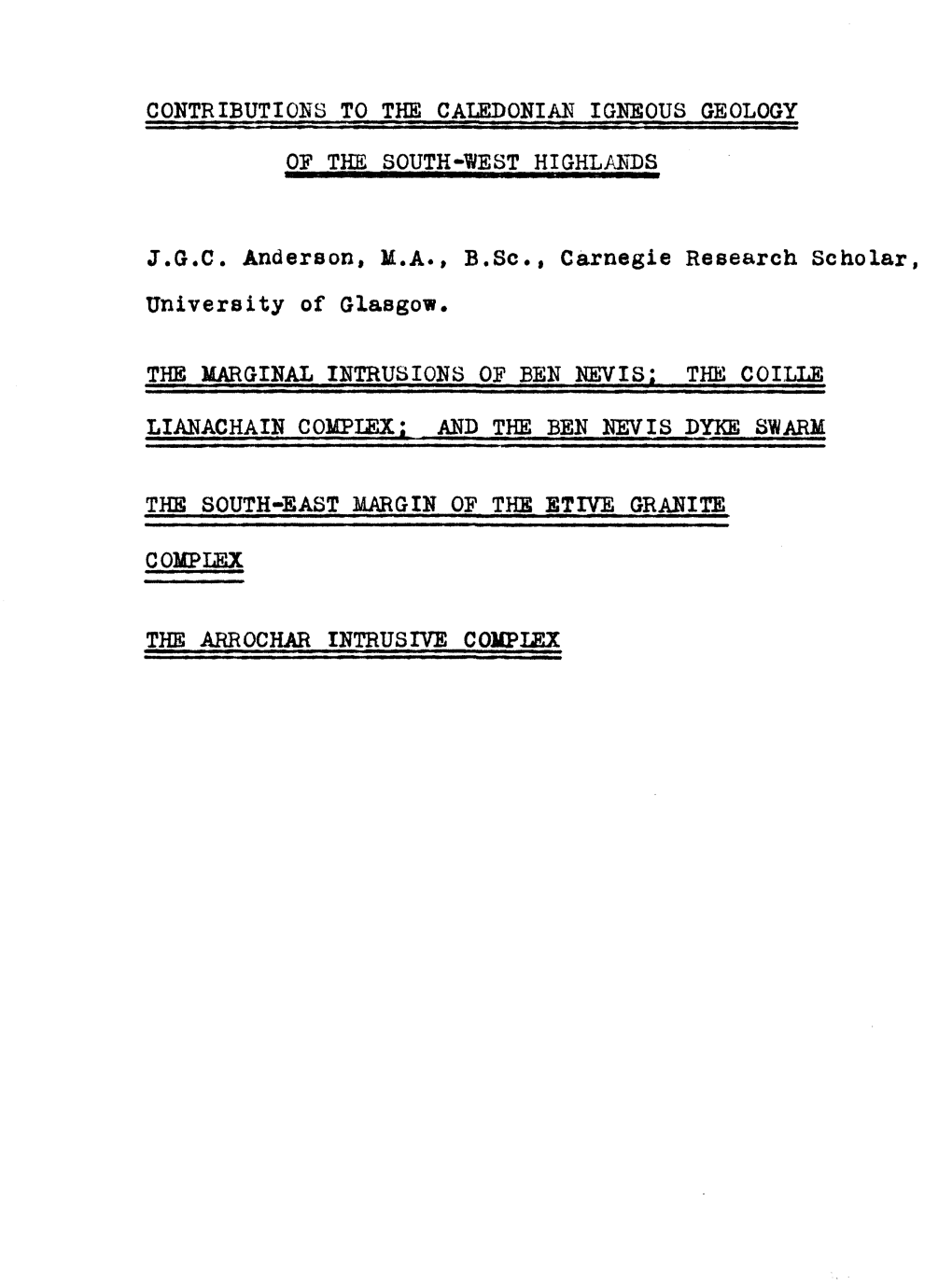 Contributions to the Caledonian Igneous Geology