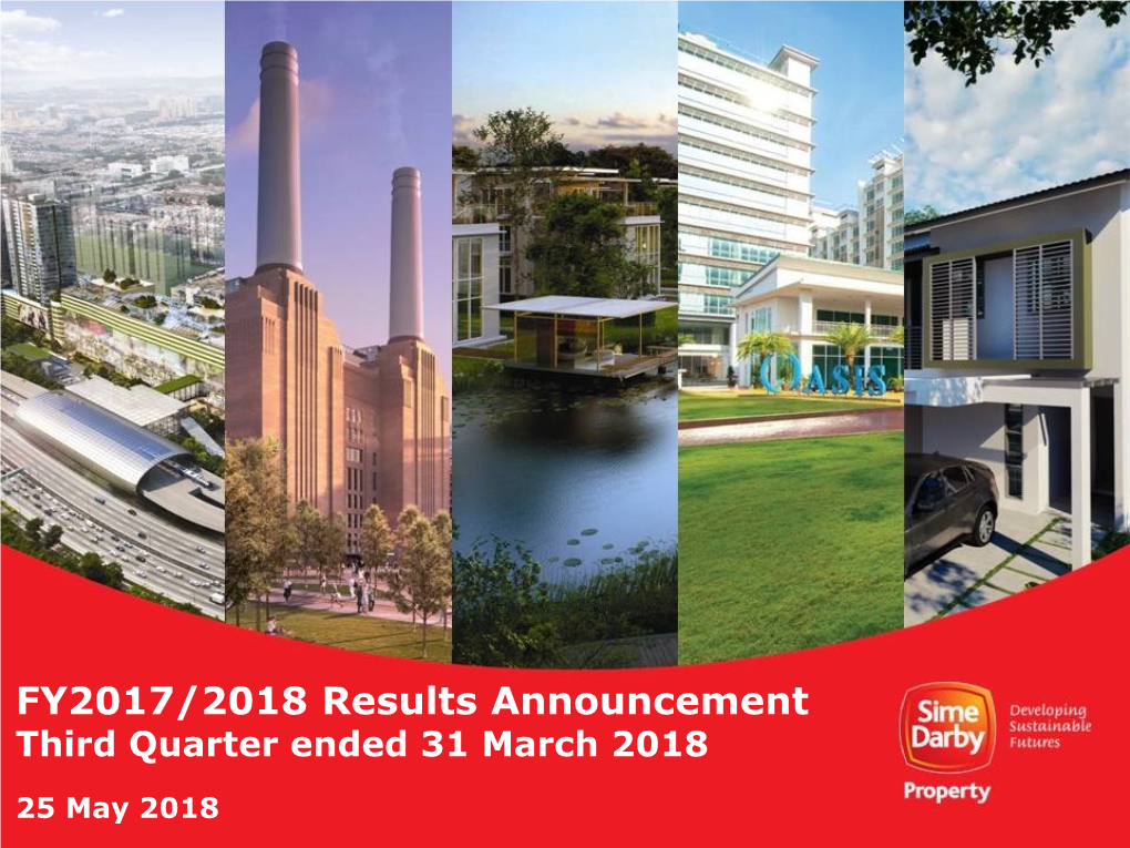 Sime Darby Property Berhad Nine Months of Financial Year 2018 Ended 31 March 2018