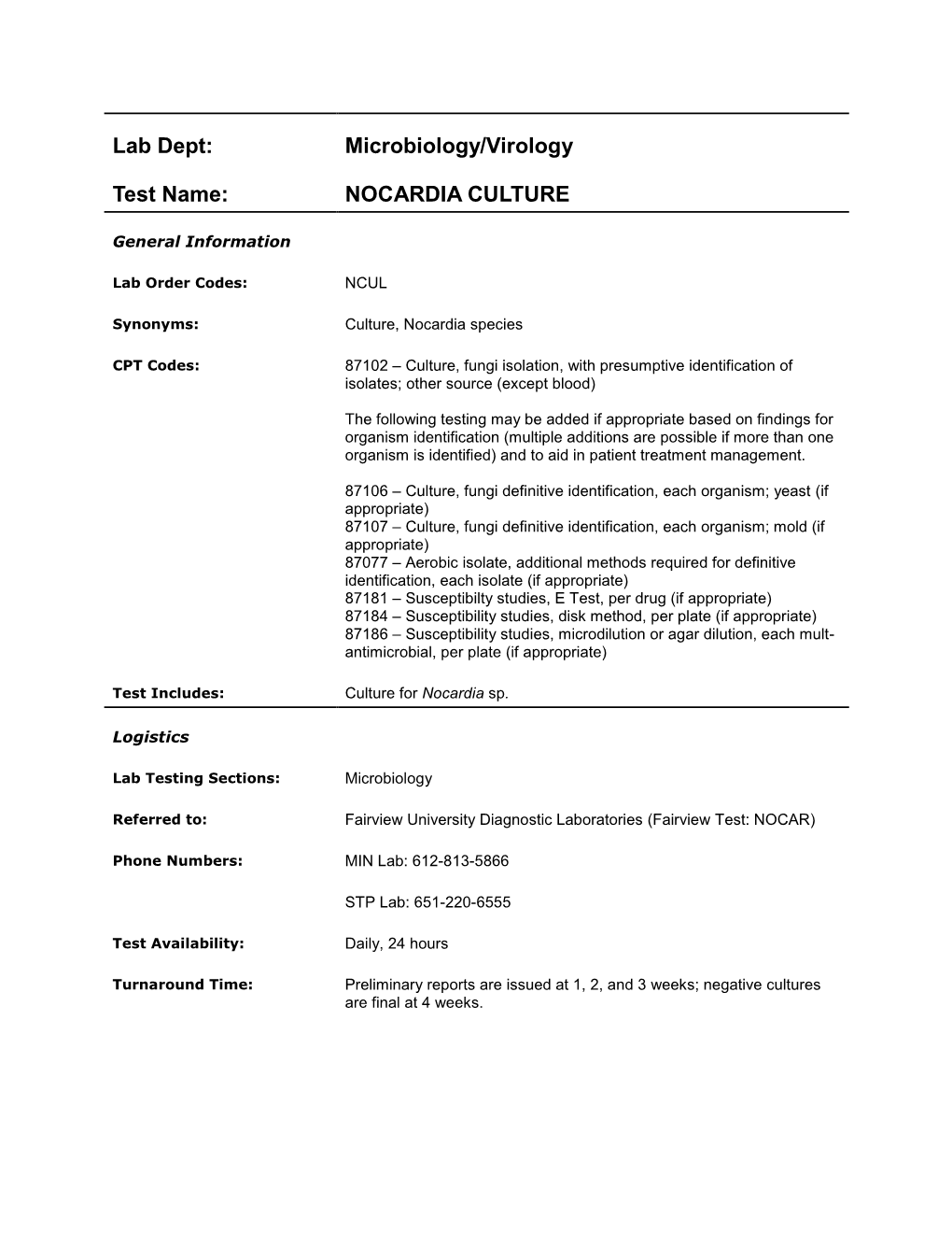 Nocardia Culture