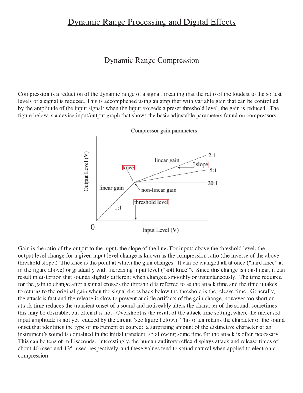 Dynamic Range Processing and Digital Effects