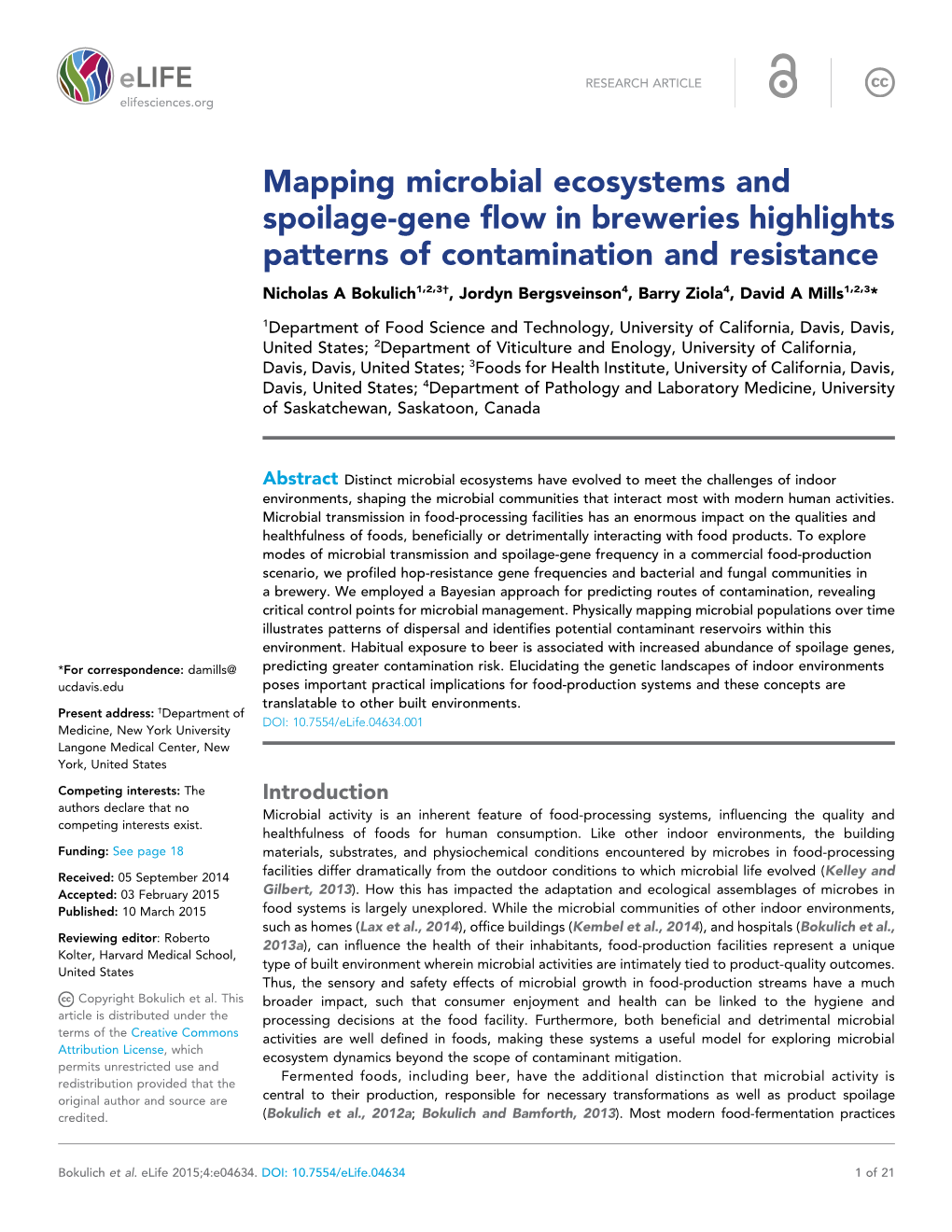 Mapping Microbial Ecosystems and Spoilage-Gene Flow in Breweries