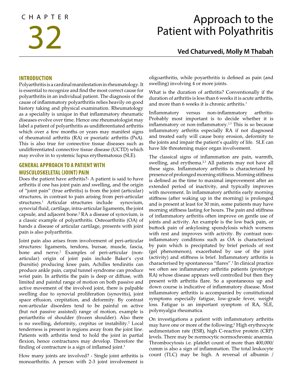 Approach to the Patient with Polyathritis